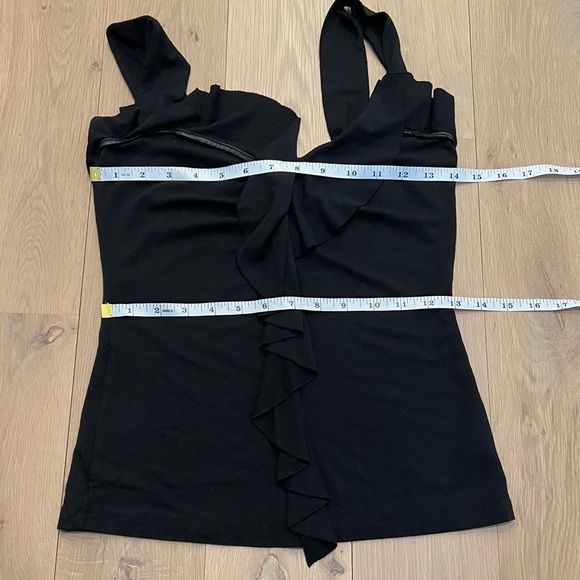 White House Black Market WHBM Ruffle Front Sleeveless Shell Tank Top Black XS - Picture 9 of 11